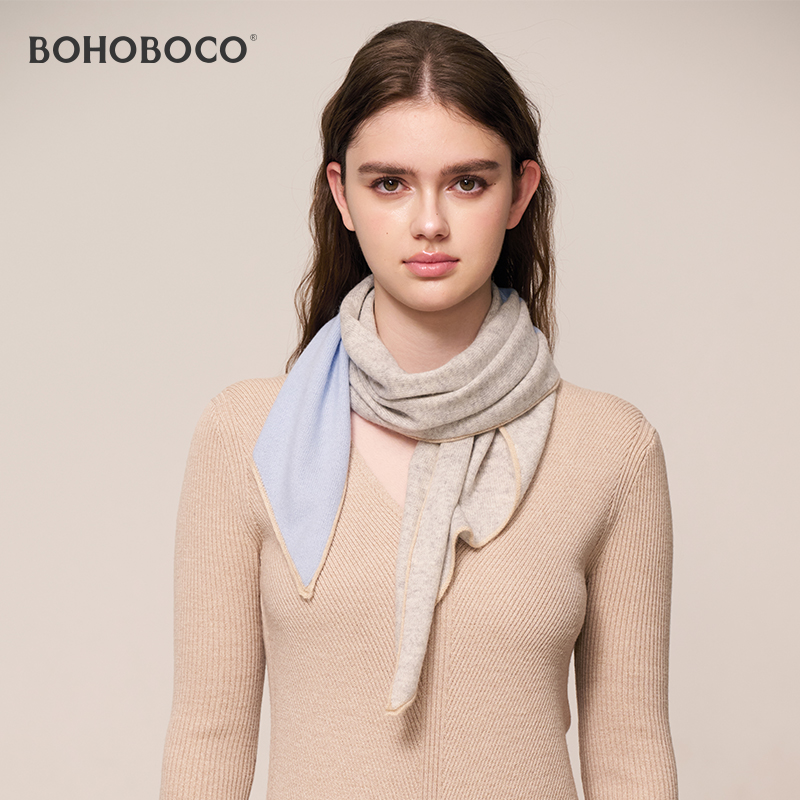 100%山羊绒小围巾女秋冬季保暖