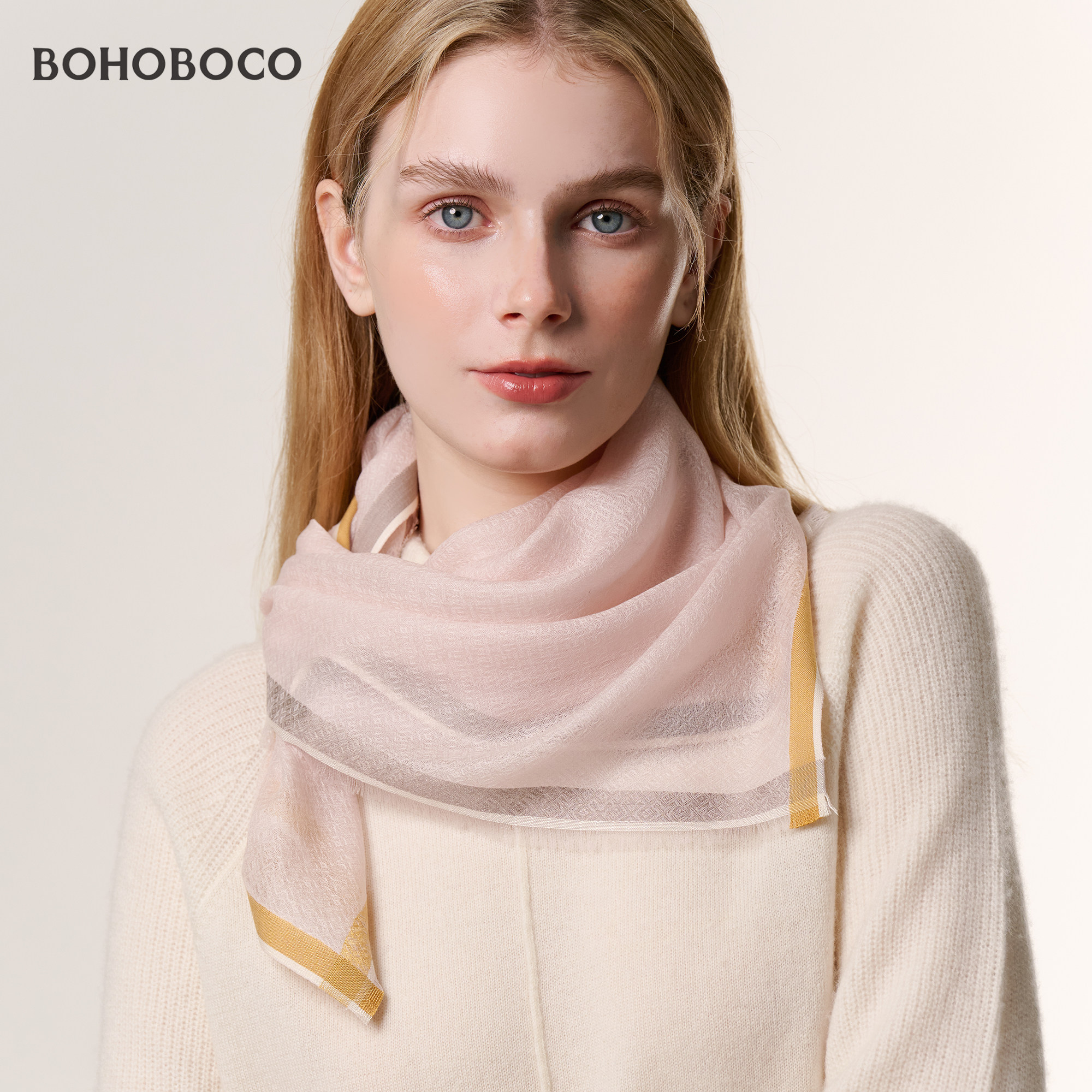 BOHOBOCO春季新品女士山羊绒围巾