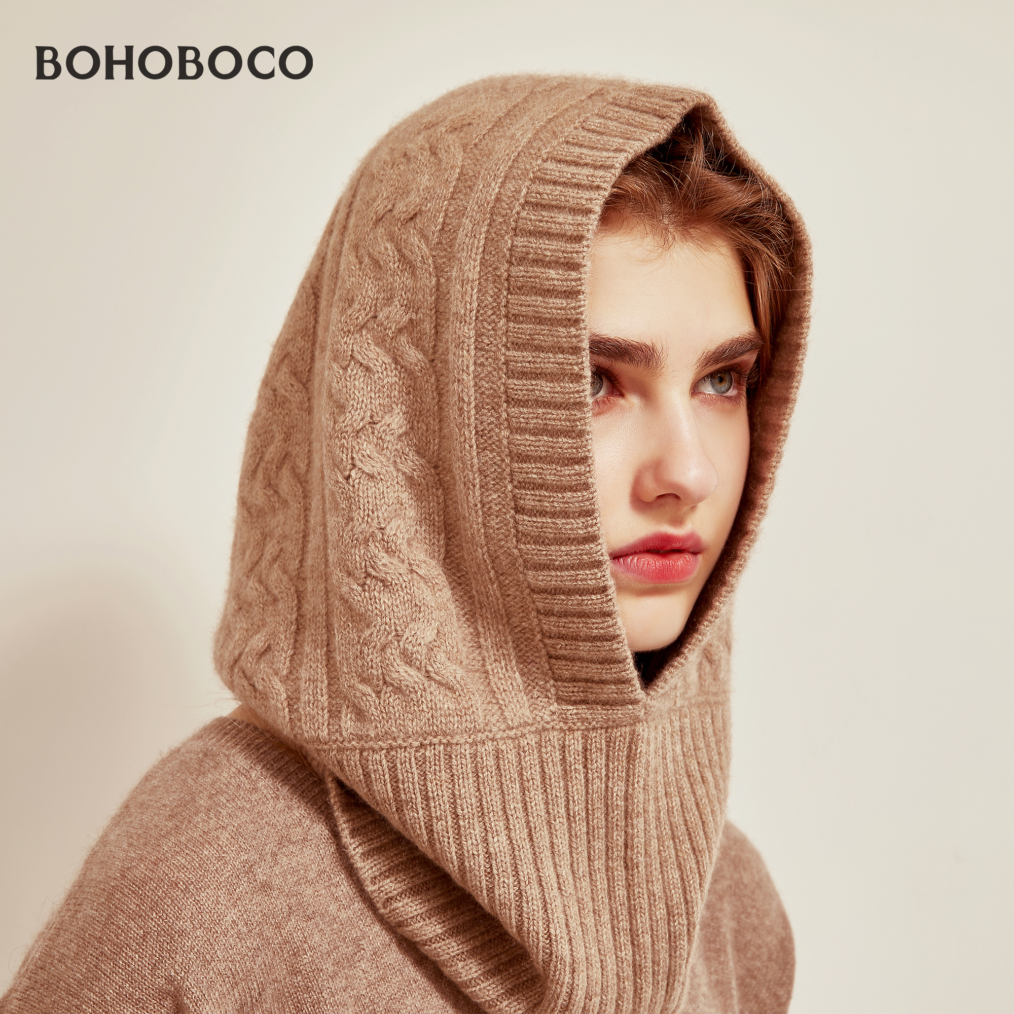 纯羊绒脖套帽子两用冬季保暖