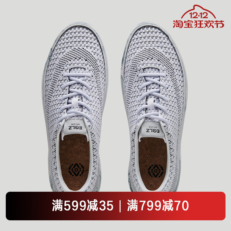 EQLZ义阔官网FAULT24飞织网面轻便透气板鞋男款情侣鞋子无中生有