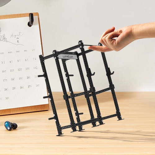 LUXIAOJUN迷你深蹲架举重台杠铃杆力量训练模型摆件周边吕小军