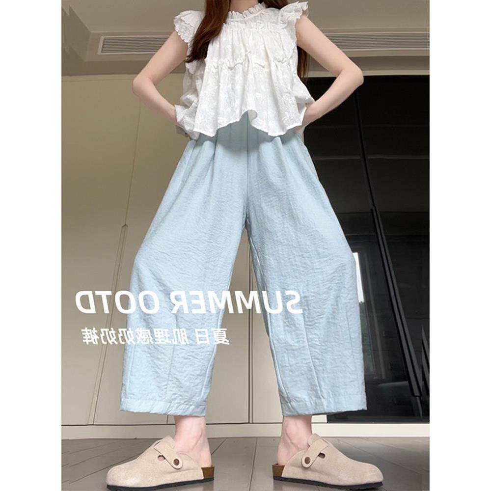 裤子九分显瘦冰丝小个子休闲山本夏季mm裤薄款胖萝卜大码女装裤女