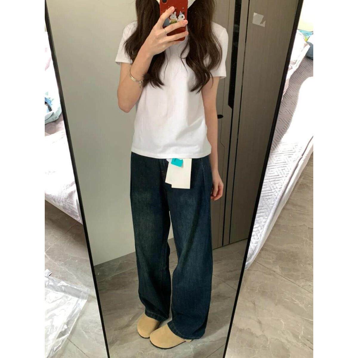 衫夏季上衣正肩纯棉打底自留内T恤短袖女款搭春秋大码宽松白色