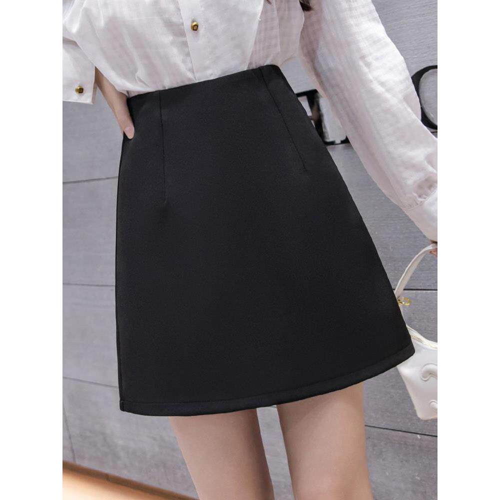 字裙子裙女职业装黑色高腰半身裙春夏a西装裙小个子短裙显瘦一步