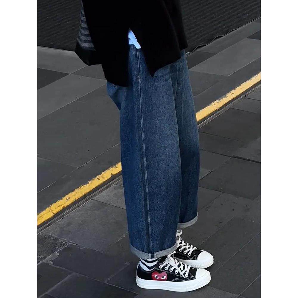 mm新款2026复古胖高腰宽松显瘦春季牛仔裤裤女九分阔腿大码小个子