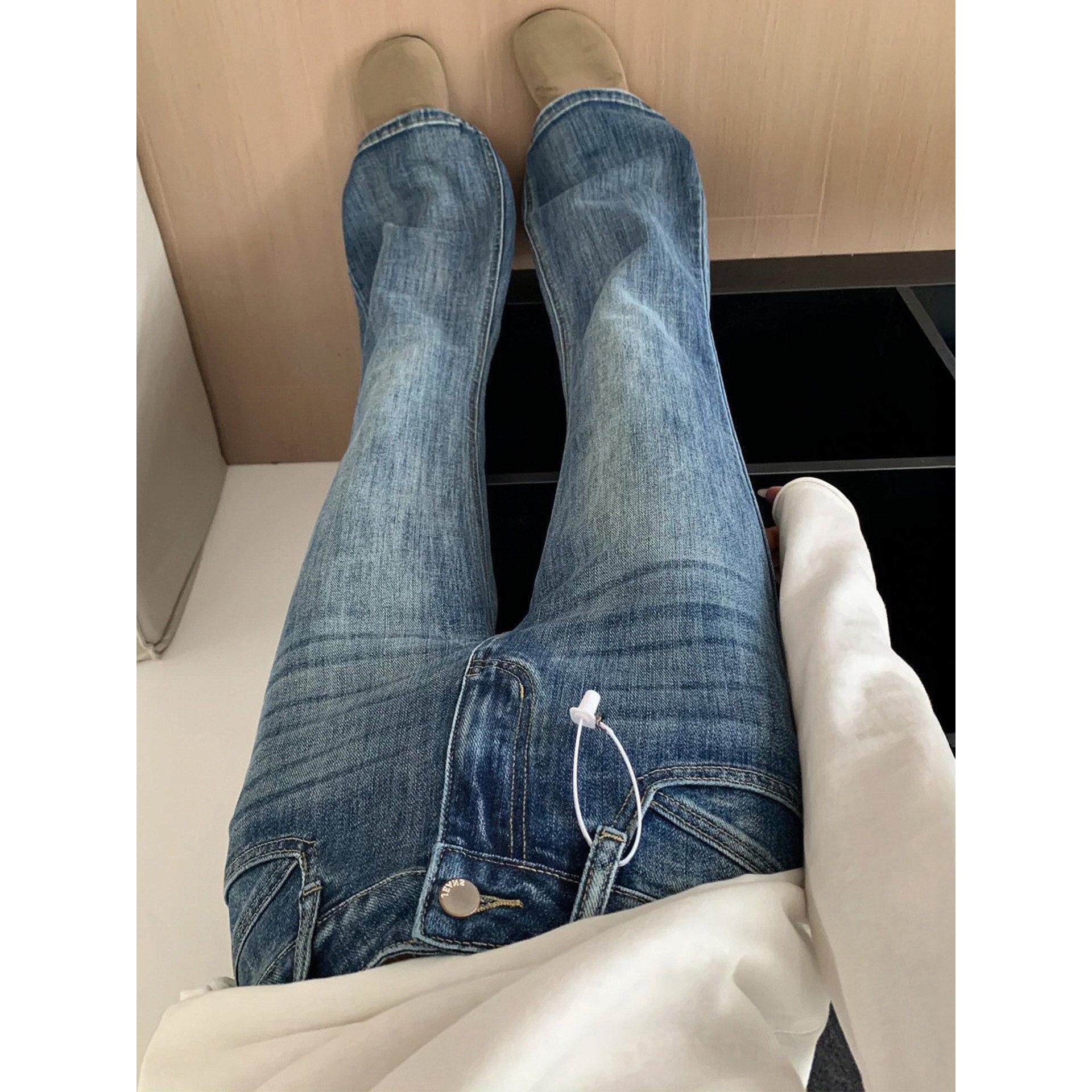 显瘦胖微喇不贴mm女弹力喇叭裤身材新款牛仔裤大码春季高腰梨型腿