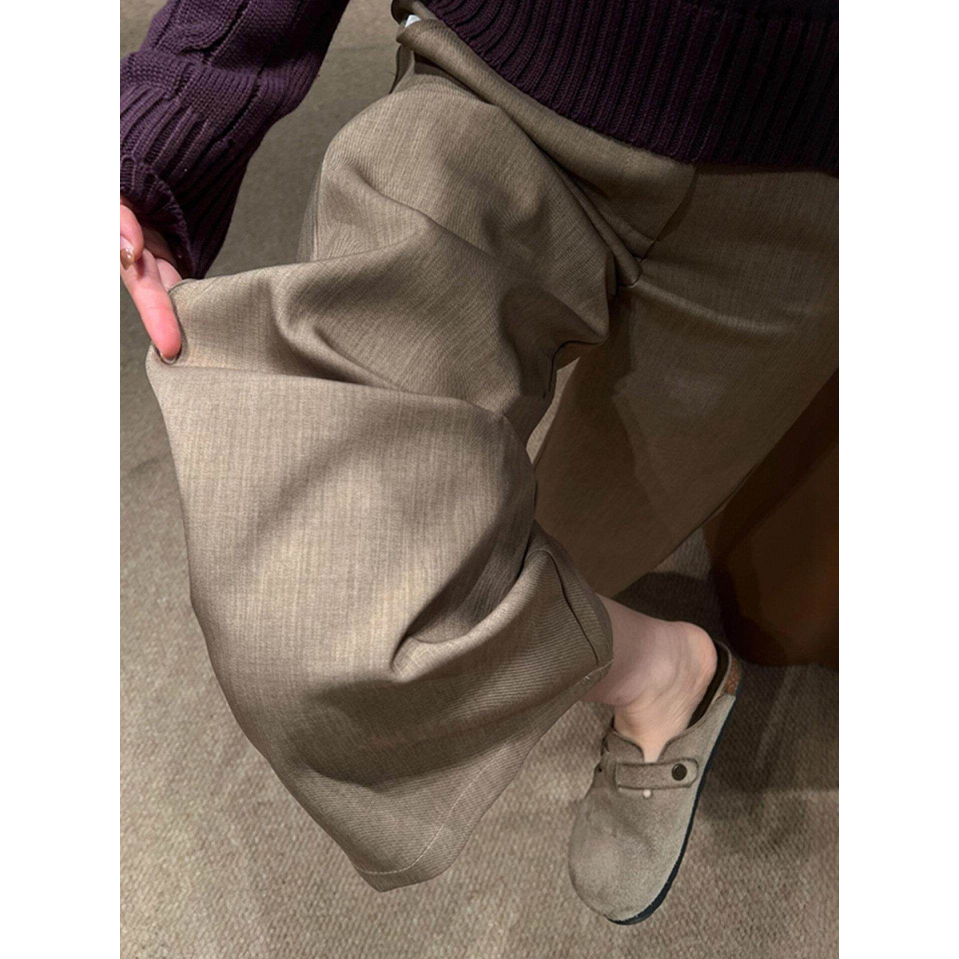 卡其色腿女裤裤今年新款大码老钱咖色西装裤裤子春季风阔流行梧桐