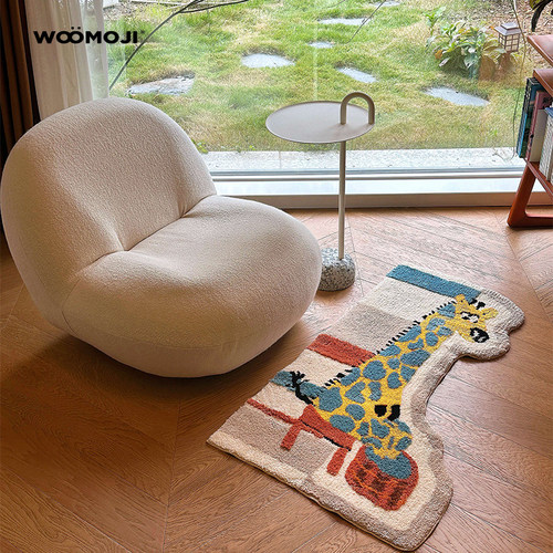 WOOMOJIX阿崔【养生动物园】长颈鹿泡脚地毯卧室床边客厅沙发地垫