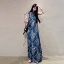 及踝改良旗袍连衣裙2025夏季 新中式 型加长款 女装 高级感长裙 宽松版