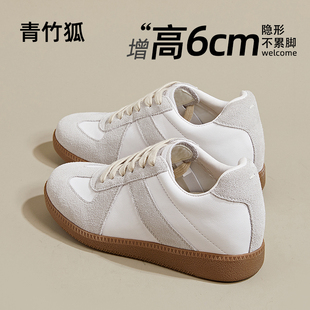 内增高德训鞋女2025新款真皮复古阿甘小白鞋户外运动加绒休闲板鞋