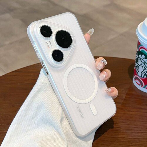 适用华为pura90promax手机壳Pura80ultra瓦楞磨砂磁吸pp硬壳全包p70pro+防摔男女p80透明por保护套简约高级感