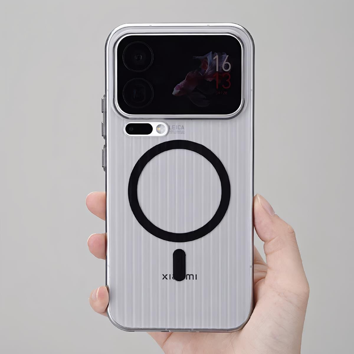 【瓦楞纹】适用小米17手机壳15pro新款磁吸磨砂硬壳全包xiaomi14防摔男女17promax简约mi13透明por外壳高级感