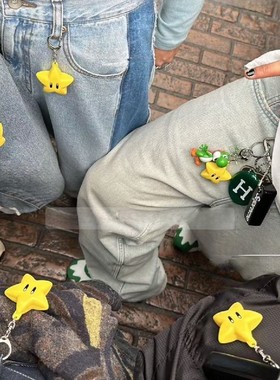 日本usj同款可爱星星发光塑料钥匙扣高颜值书包挂件超萌情侣款小