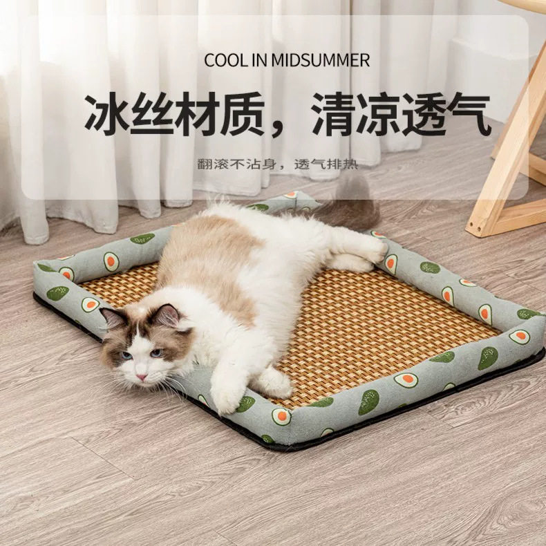 夏季猫窝狗窝藤编凉席四季通用宠物用品泰迪中小型犬床垫子狗狗窝