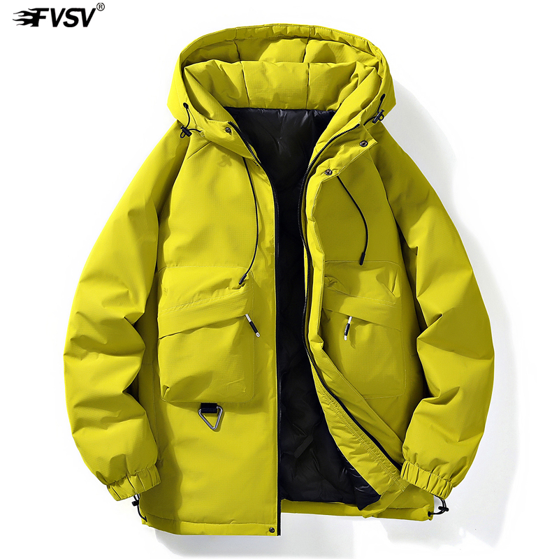 新款拉链口袋机能风90绒羽绒服