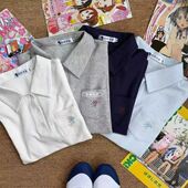 夏季 女 日系学院风百搭纯色刺绣收腰上衣衬衫 原创JK制服短袖 Polo衫