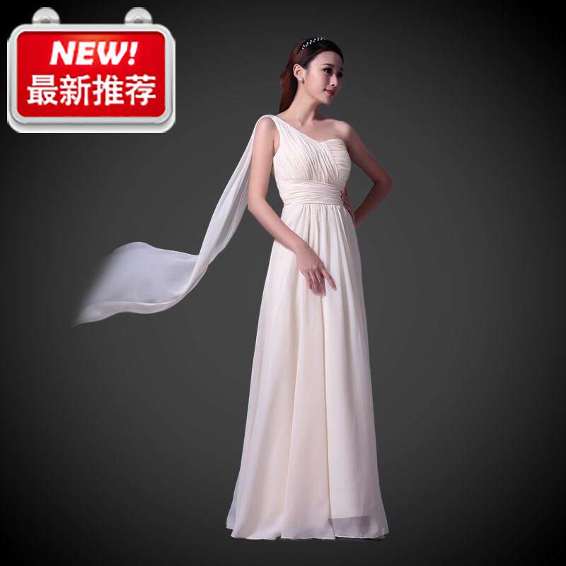 新款单肩婚纱晚礼服长款香槟色伴娘礼y服姐妹裙新娘结婚敬酒服灰在类目 女装/女士精品, 婚纱/旗袍/礼服, 礼服/晚装中 - 来自Buy2taobao.com提供专业的淘宝代购服务