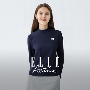 打底衫 ELLE t恤内搭半高领上衣春秋新款 户外运动长袖 Active女装