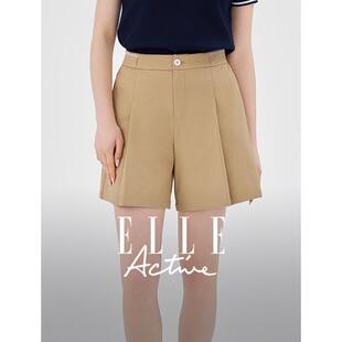 卡其色运动裤 显瘦休闲裤 子女 Active户外穿搭时髦阔腿短裤 ELLE