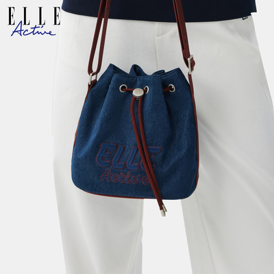 ELLEActive复古仿牛仔水桶包