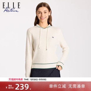 时尚 春秋连帽针织衫 Active活力减龄拼色运动上衣女2025新款 ELLE