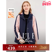 蓄热保暖 ELLE Active中长款 连帽棉衣外套女冬季 棉服保暖夹克
