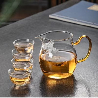 高硼硅玻璃月牙公道杯茶漏一体式大容量带过滤网红分茶器加热耐热