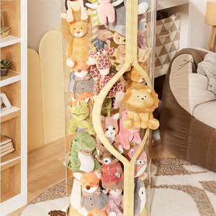 家用娃娃收纳桶拉链款加大儿童毛绒玩具玩偶公仔透明大容量收纳筐