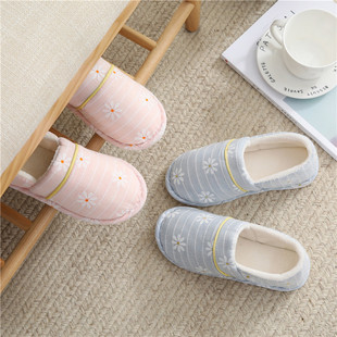 秋冬款小雏菊包跟厚底防滑棉拖鞋女室内外孕妇产后月子鞋春夏四季