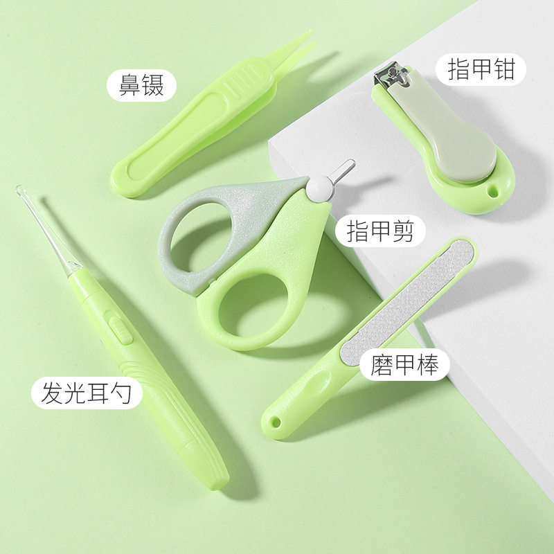 婴儿指甲剪刀套装发光挖