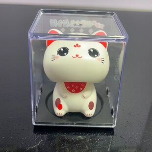 2寸摇手招财猫太阳能招手风水猫 汽车摆件大头猫礼品蛋糕装饰