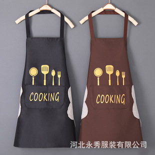 可擦手围裙厨房家用高颜值罩衣女防水防油餐饮工作服耐脏挂脖围腰