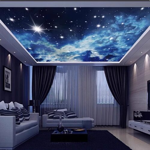 星空背景墙纸天花板酒店包厢墙布