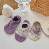 紫色花边袜子女短袜浅口夏季 薄款 ins潮韩国可爱日系硅胶隐形船袜