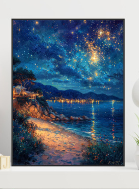 厂家直供【子艺】DIY数字油画新款高颜值星空的海边纯手绘解压