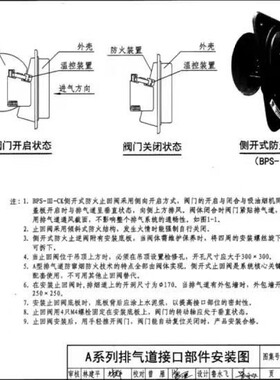 BPS-III-CK170侧开式防火止回阀烟道止逆阀工程蓝色带报告可验收