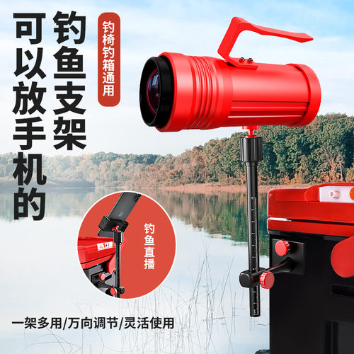 千锐两用钓箱专用手机直播支架钓鱼灯架钓椅夜钓灯支架万向户外