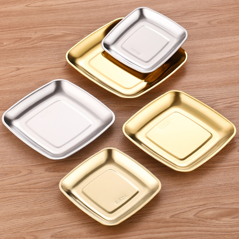 304不锈钢正方形小吃盘配小吃碟