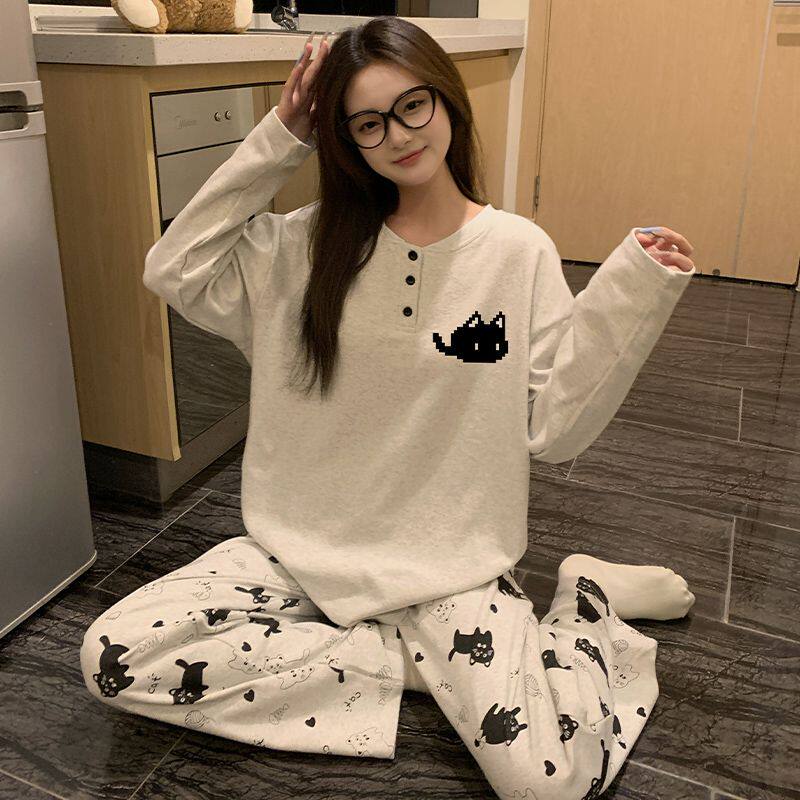 卡通猫咪睡衣女款春秋季2025睡衣/家居服套装