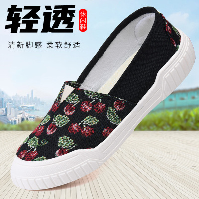 春夏新款女鞋一脚蹬老北京布鞋时尚休闲户外单鞋平底防滑渔夫鞋