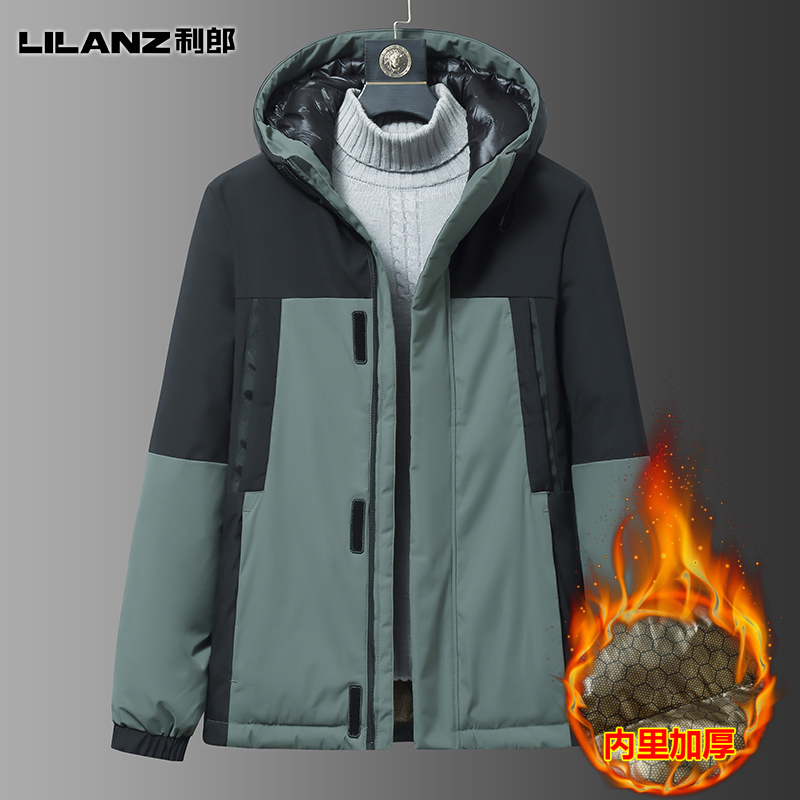 利郎男士大码棉服冬季新款加厚外套连帽新款休闲棉衣中青年爸爸装