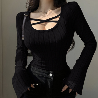 长袖性感薄款秋冬大码女上衣