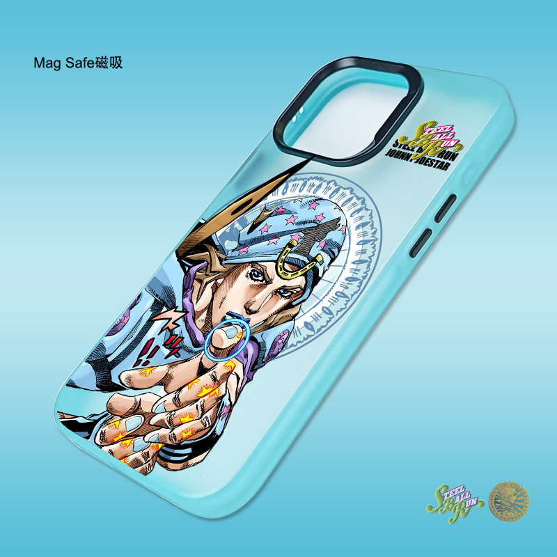 JOJO手机壳乔尼乔斯达MagSafe磁吸手机壳适用苹果16promax天蓝色半透软边硬壳iPhone15plus新款14防摔13肤感