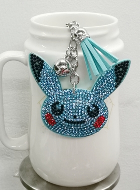 跨境热卖时尚包包挂件韩国绒镶烫钻钥匙扣学生情侣礼品挂饰礼物