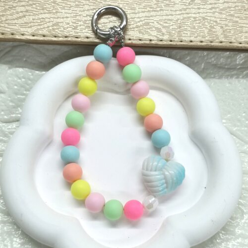 新款AB亚克力彩珠手机挂绳短款链条挂链包手机装饰品配件钥匙扣