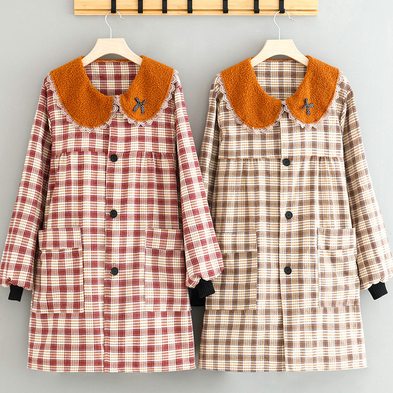 加厚棉布女时尚年轻人家用厨房长袖围裙耐脏工作服罩衣韩版外套,家庭/个人清洁工具,围裙,淘宝优惠券,粉丝福利购,淘宝优惠卷