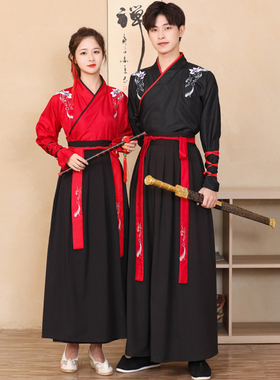 改良古装汉服女中国风仙气武侠服古风交领男学生班服侠客女毕业照