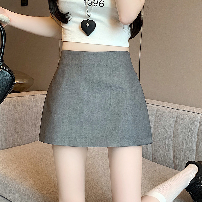拉链开叉西装半身裙女春夏小个子高腰裤裙a字包臀裙裤短裙子