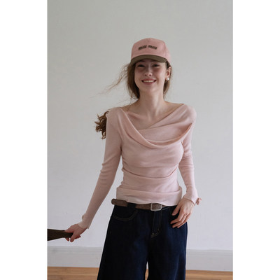 EGGKA法式荡领长袖一字肩