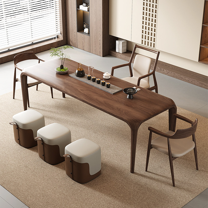 侘寂风极简南美高端黑胡桃木长方形家用吃饭桌家用原木榫卯茶桌椅,住宅家具,茶几,淘宝优惠券,粉丝福利购,淘宝优惠卷